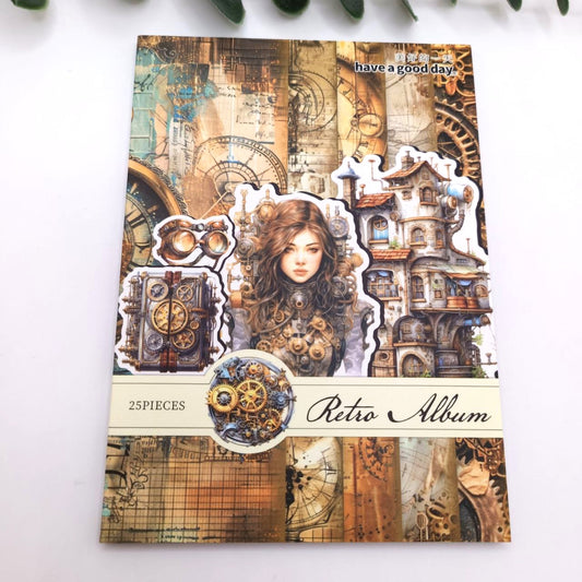 Libricino con stickers e fogli decorati STEAMPUNK