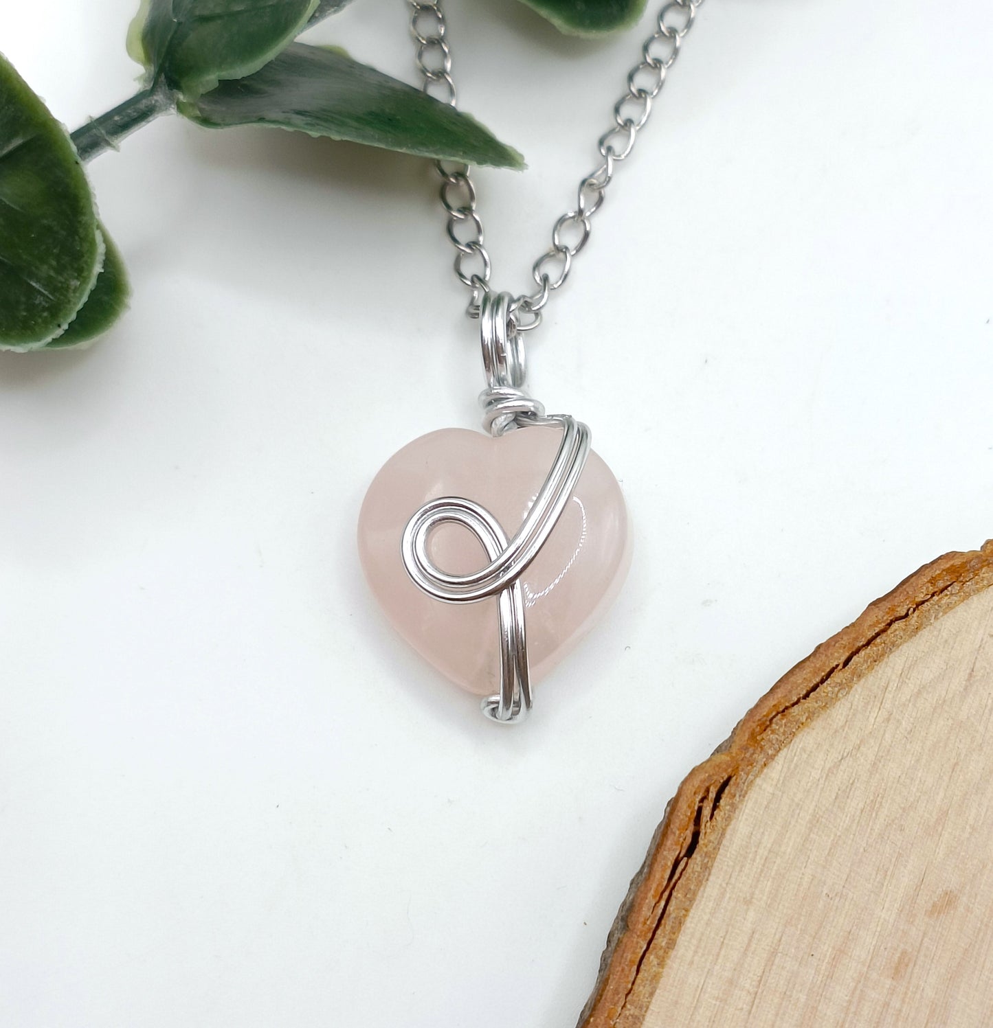 Collana con quarzo rosa a cuore