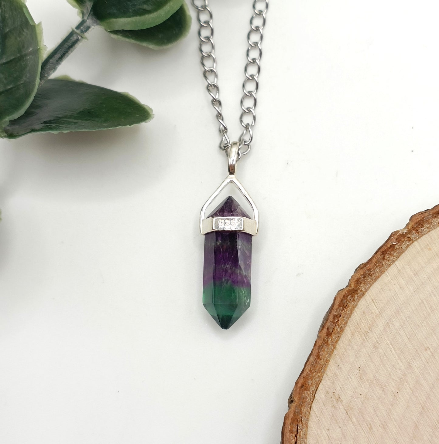 Collana con pendolo in Fluorite e argento 925